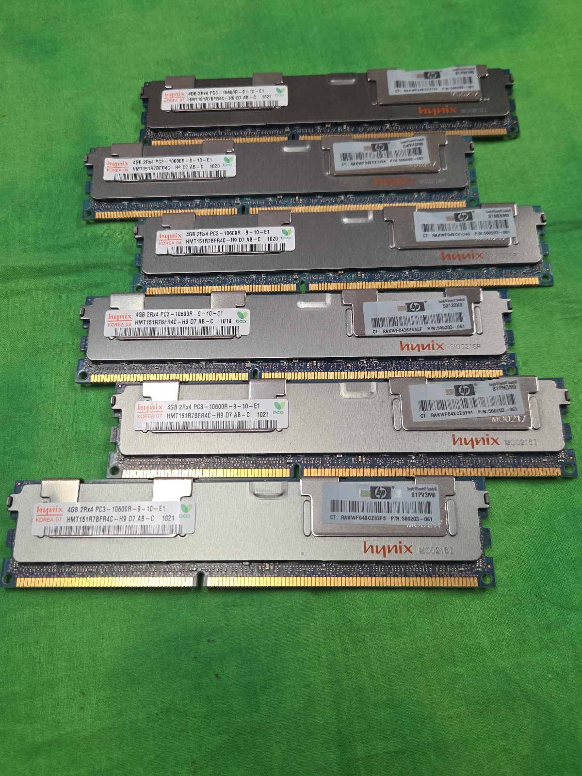HP Hynix 4GB 2rx4 PC3-10600 REG 500658-B21 500203-061 LOT OF 6 pcs