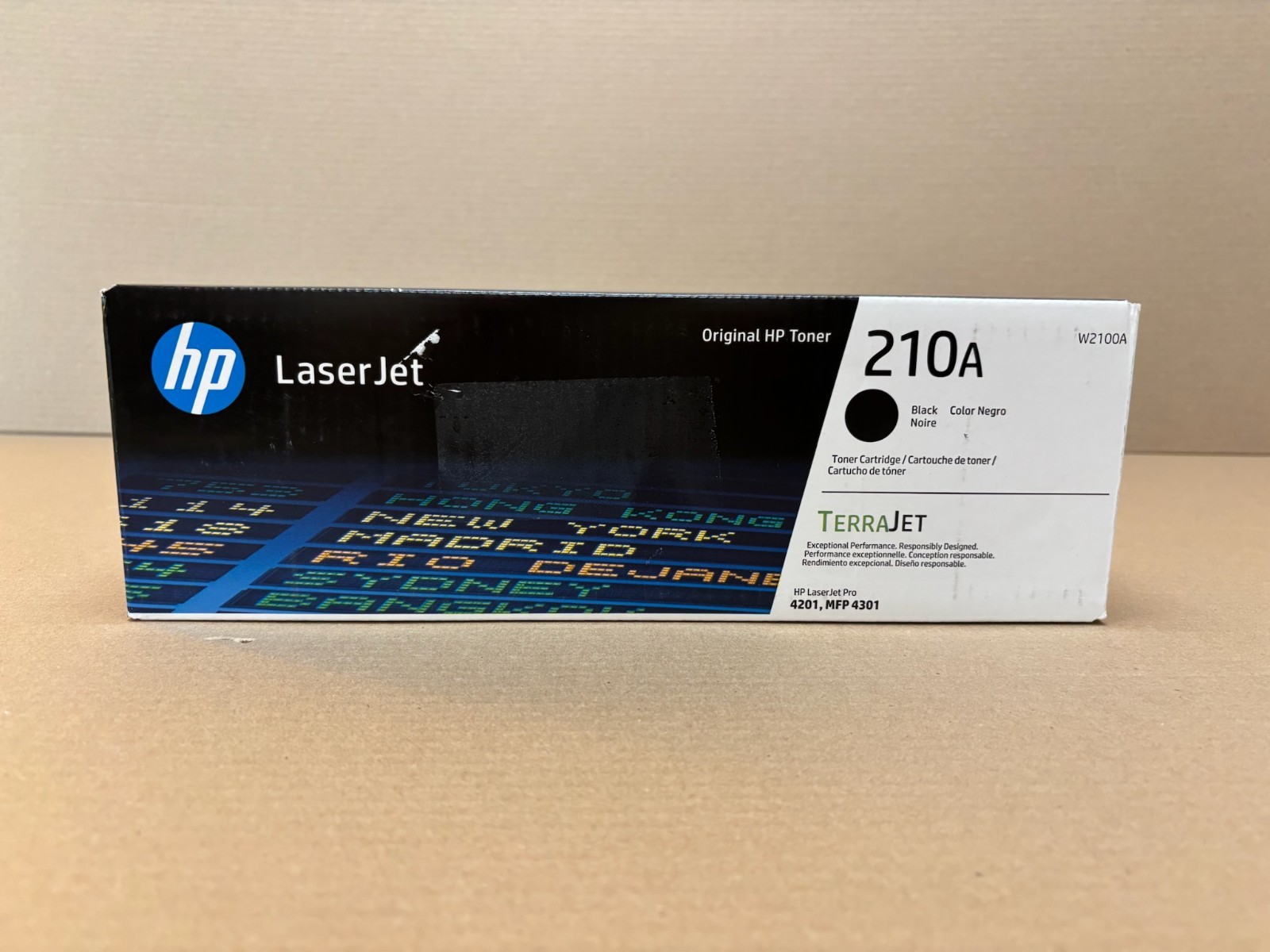 New Genuine HP 210A LaserJet Pro 4201, MFP4301 Black Toner Cartridge W2100A