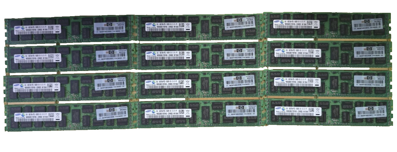Lot of 12 x Samsung 4GB  2Rx4 PC3-10600R ECC Server RAM M393B5170FH0-CH9Q4 48GB