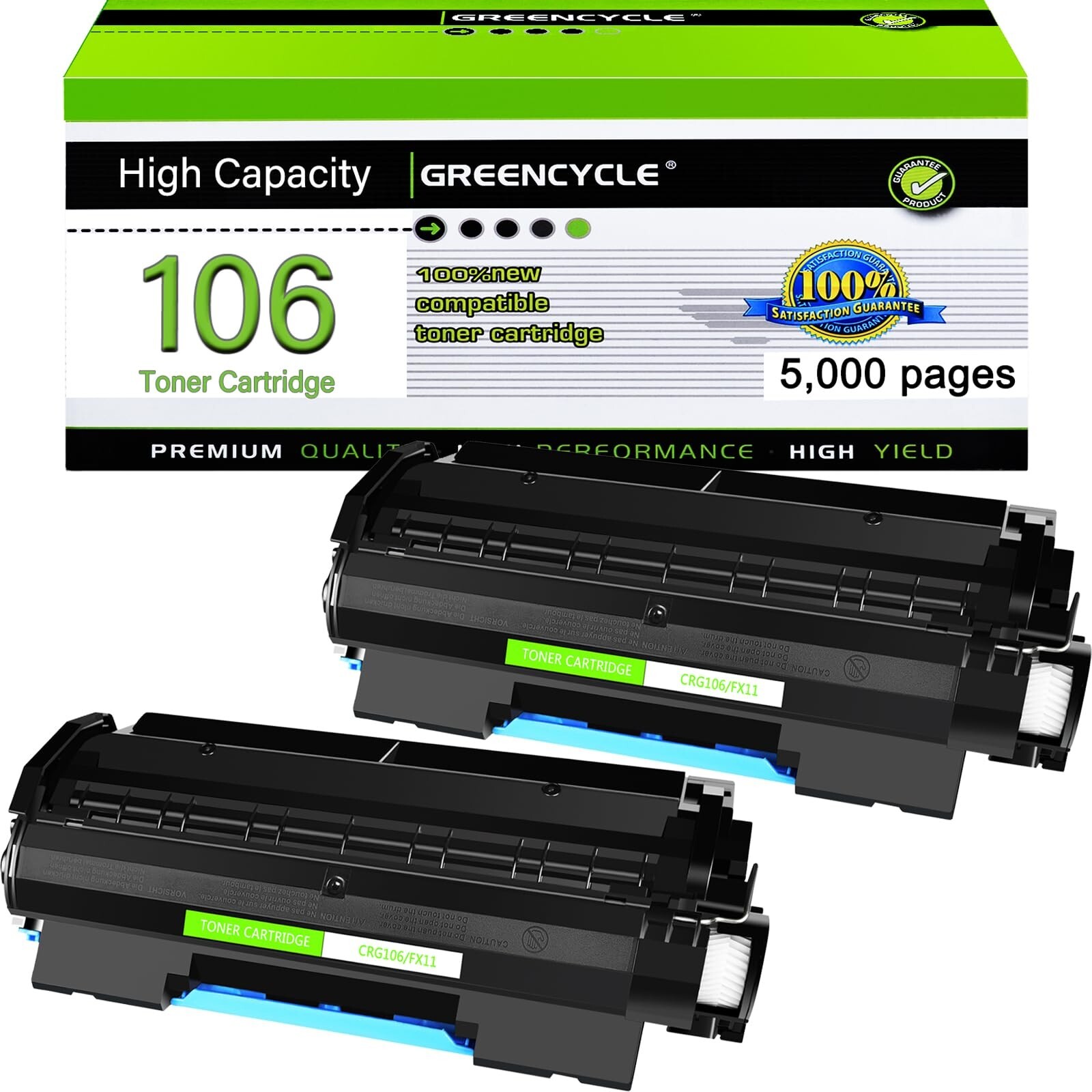 greencycle 2 PK Compatible Toner Cartridges Replacement for Canon C106 CRG 10...