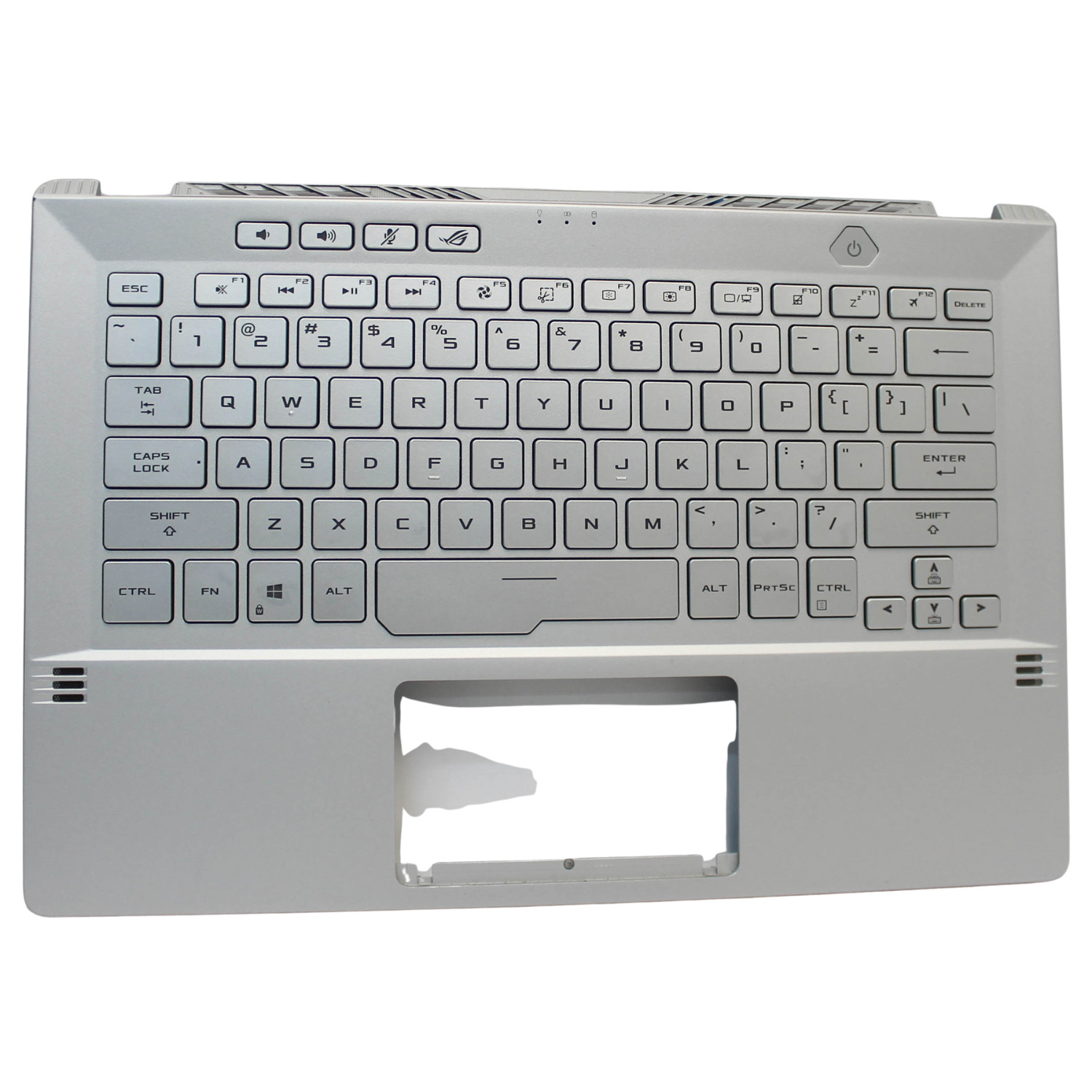 90NR03F2-R31US2-B ASUS PALMREST TOP COVER W/KB US SILVER BACKLIT ROG GRADE B