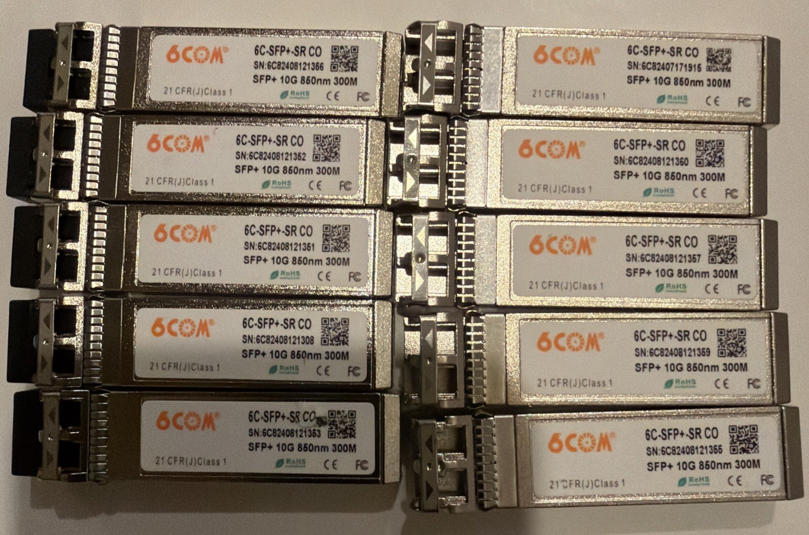 Lot Of 11x 6com 6c-sfp+sr Co