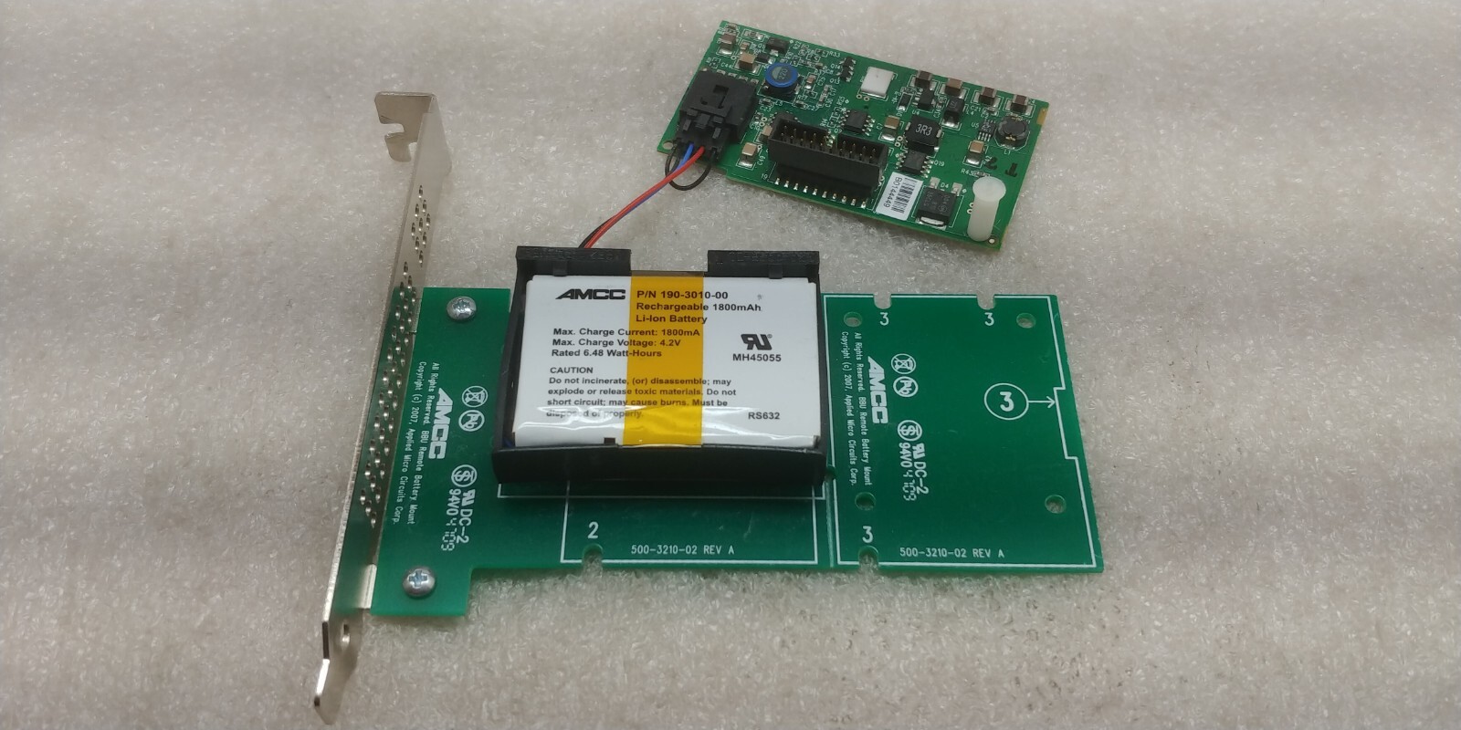 AMCC 3ware 500-3210-02 Bbu Remote Battery Mount P/N 190-3010-00 1800mAh LI-ION