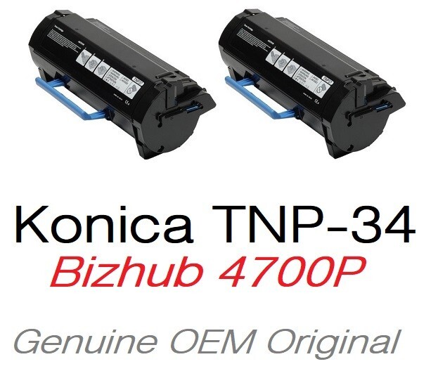2 MOSTLY NEW GENUINE KONICA MINOLTA BIZHUB 4700P TONER TNP34 A63T01F 65% 75%