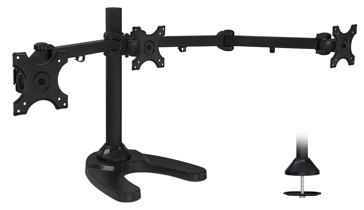 Triple Monitor Stand | 3 Monitor Stand Mount | Free Standing And Grommet Bases |