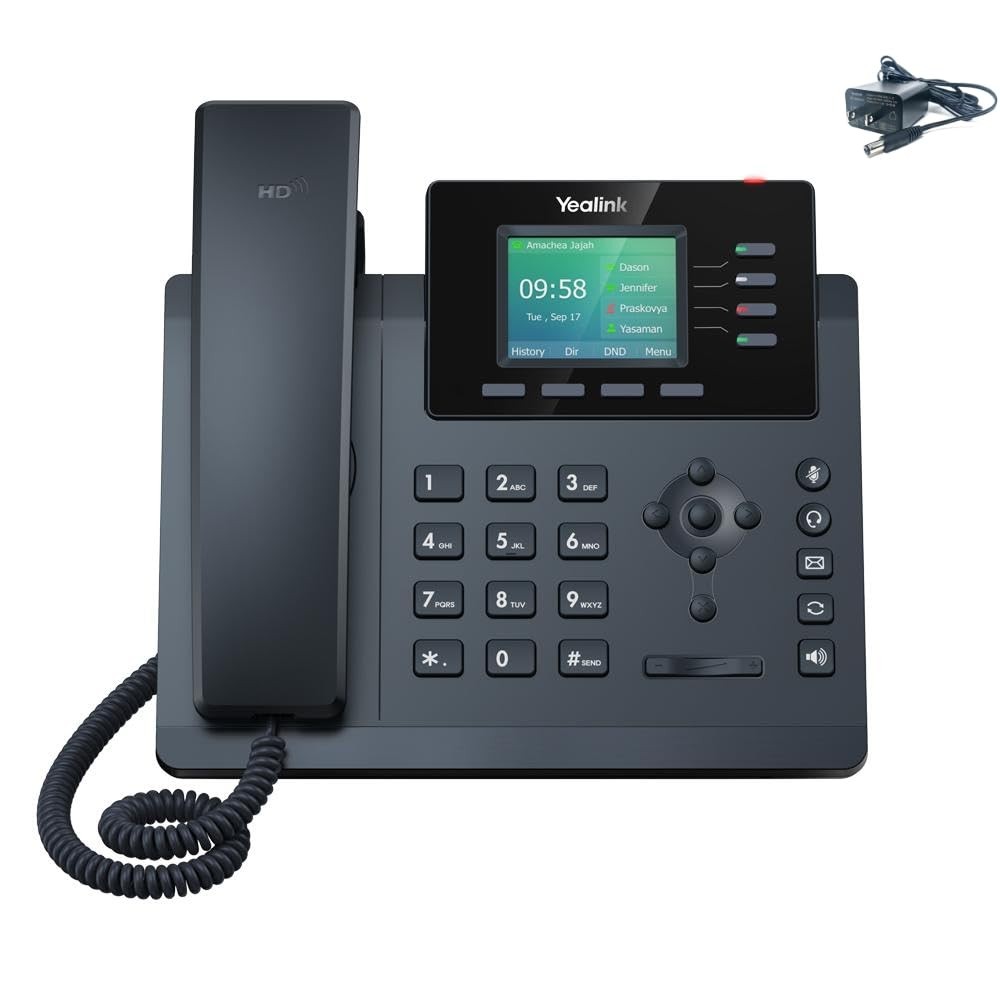 Yealink SIP-T34W WiFi Phone - Power Adapter Included - 4 VoIP Accounts. 2.4-Inch