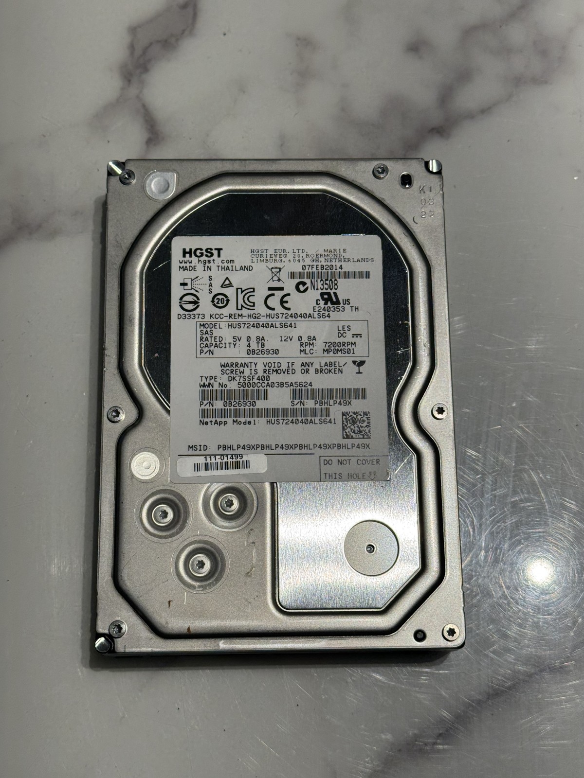 HGST HUS724040ALS641 4 TB 3.5" SAS 7200 RPM Enterprise Hard Drive