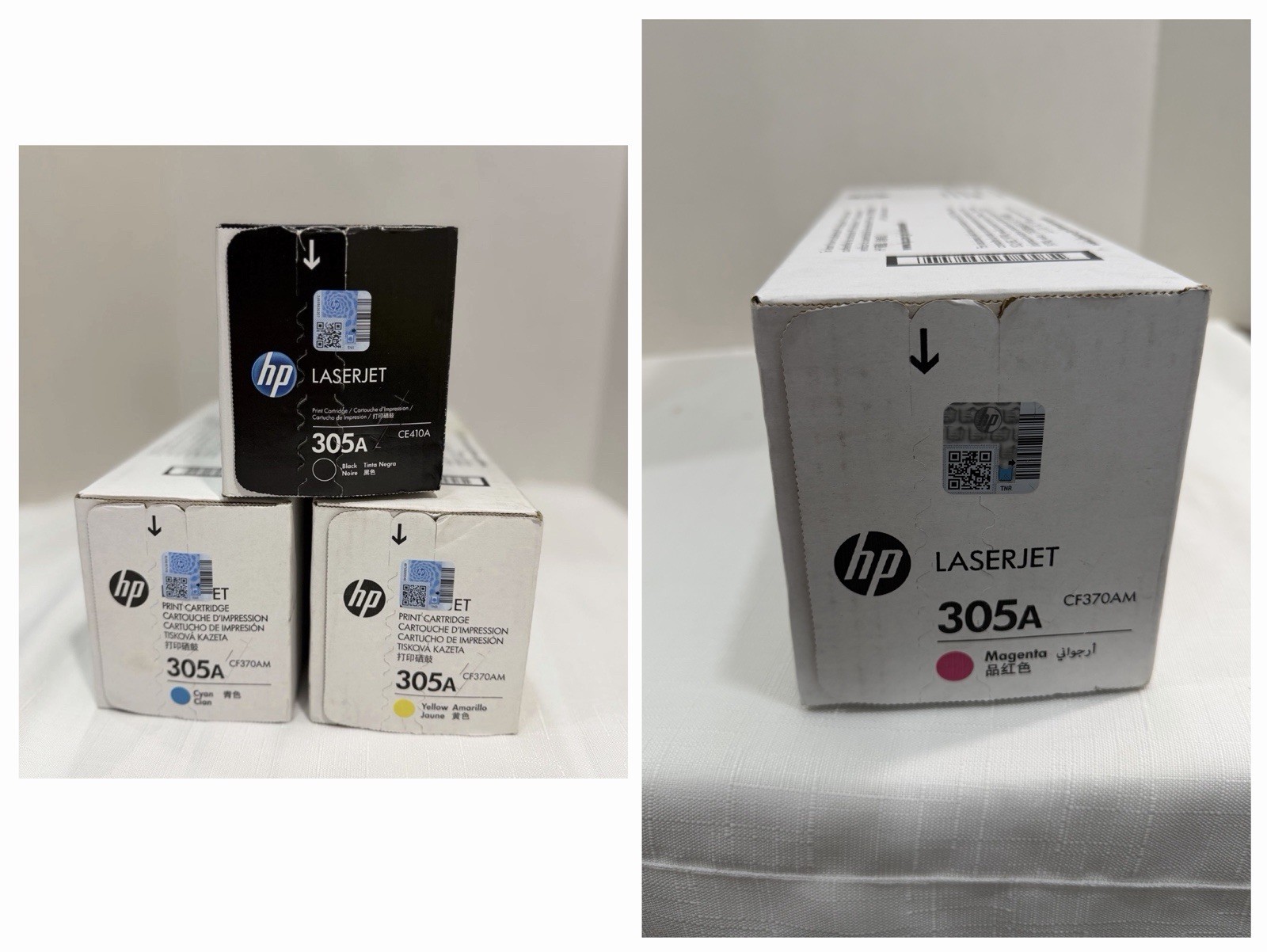 Genuine HP 305A 4 Set OEM LaserJet Toner Cartridges Black, Yellow, Cyan, Magenta