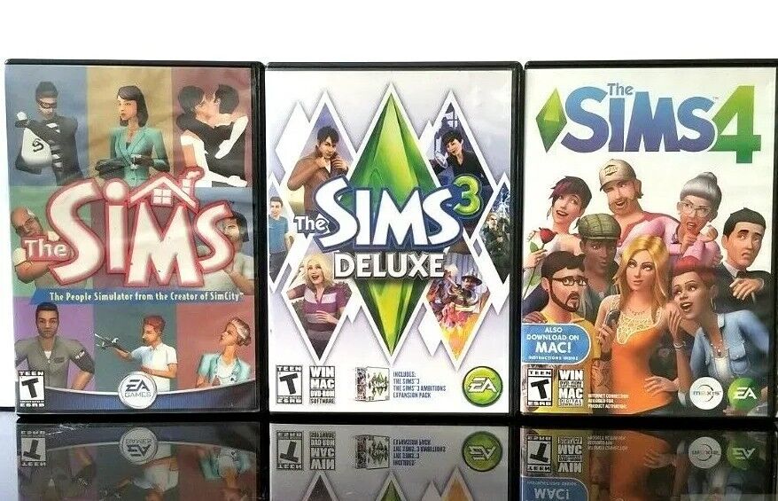 Sims PC (MAC) Computer Games The Sims, The Sims 3 Deluxe, The Sims 4 Lot of 3