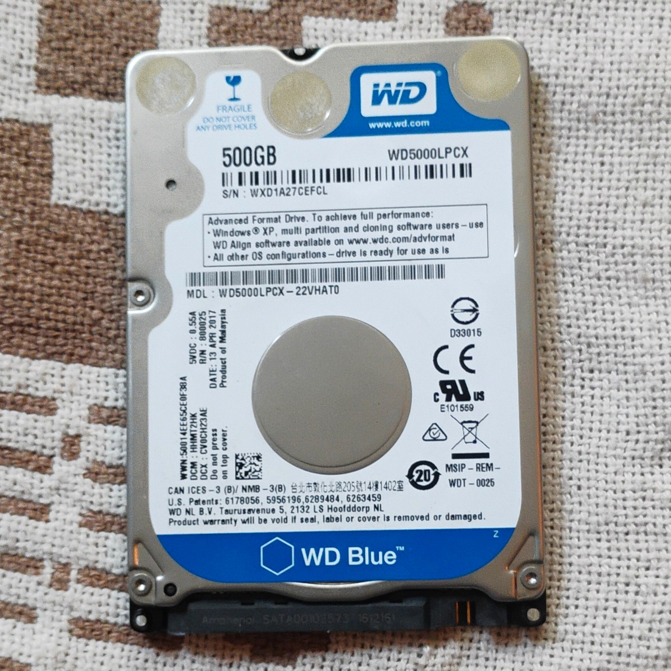 Western Digital WD Blue WD5000LPCX 500GB 2.5" SATA 5400RPM 16MB HDD