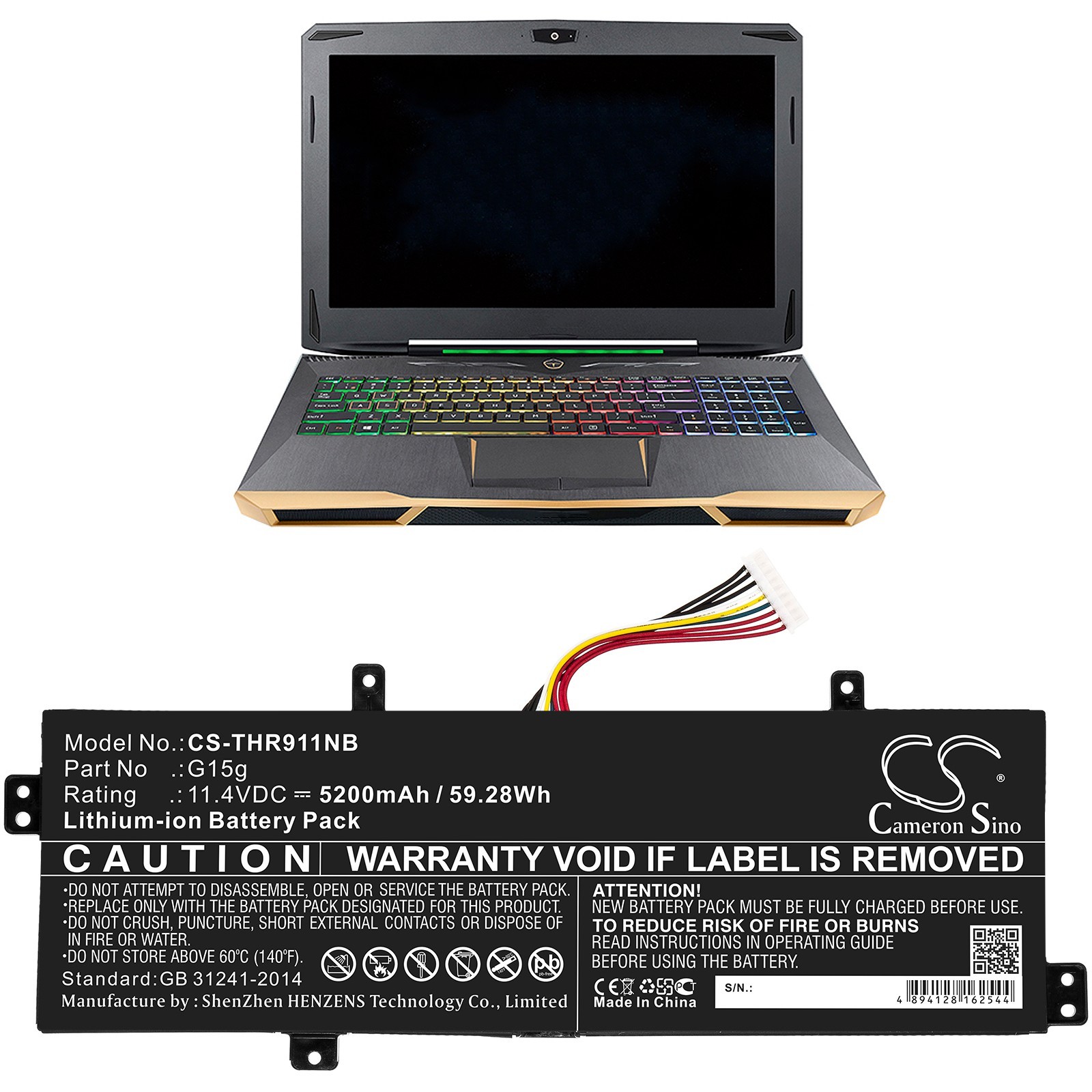 BATTERIE 1800mAh G15g Li-Ion 11.4V For Thunderobot 911 Targa B5Ta T5TB