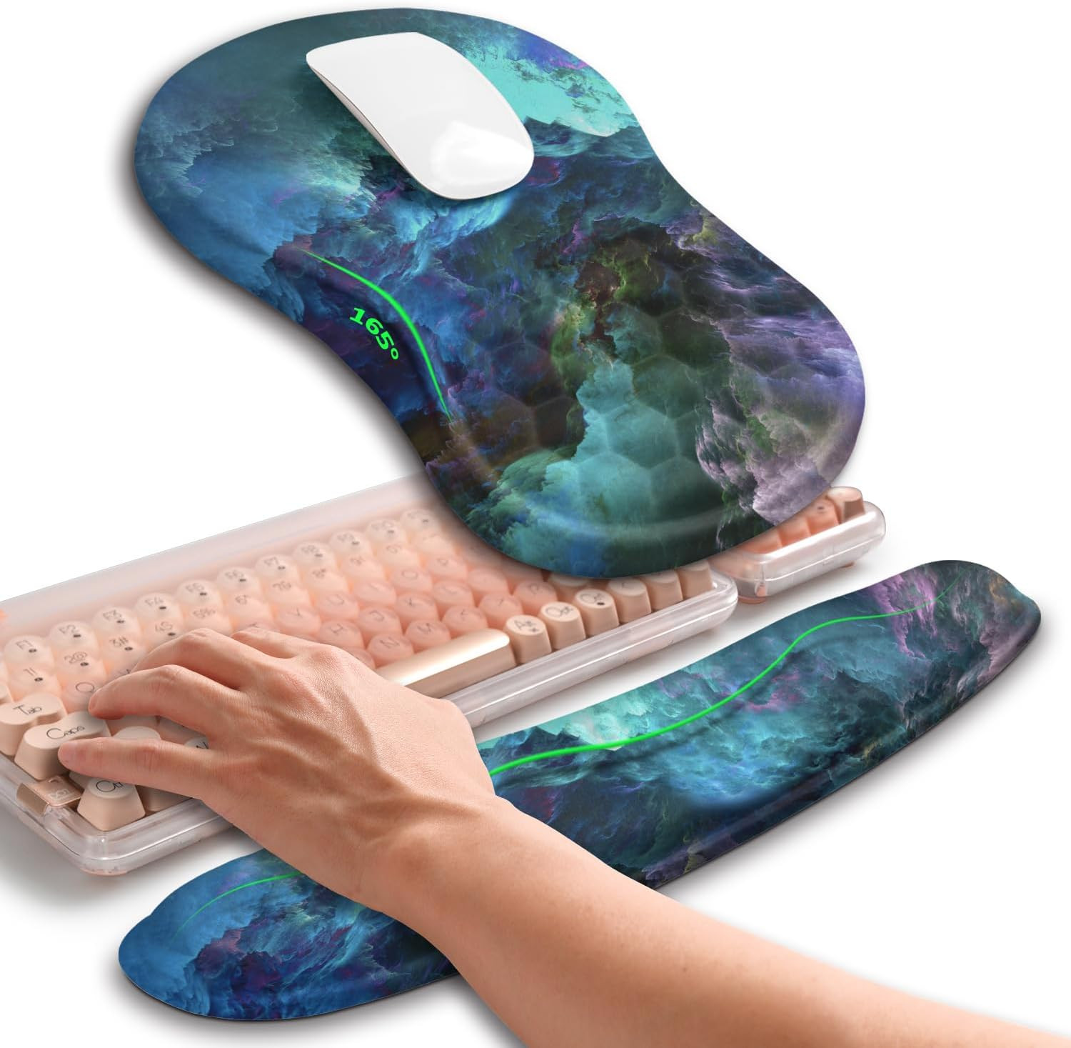 Hokafenle 2In1 Combination, Wave Keyboard Wrist Rest and Ergonomic Curvature Mou