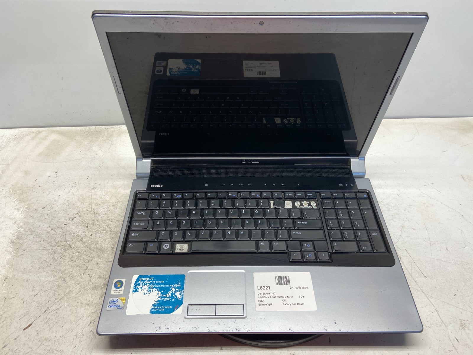 Dell Studio 1737 Intel Core 2 Duo T6500 2.1GHz 4 GB NO HDD READ