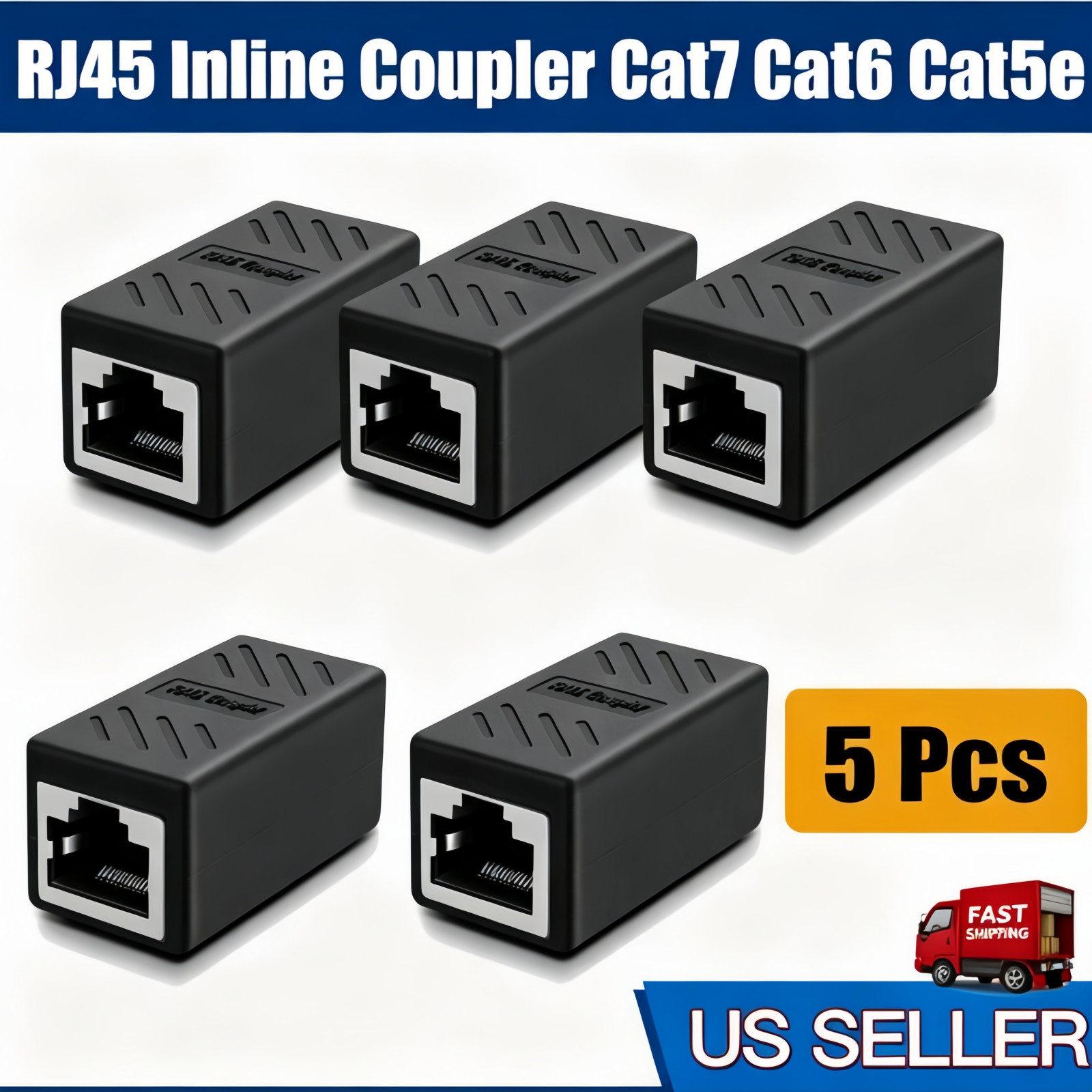 5x Cat7 Cat6 Cat5e Cat5 RJ45 Inline Coupler Ethernet LAN Cable Extension Adapter
