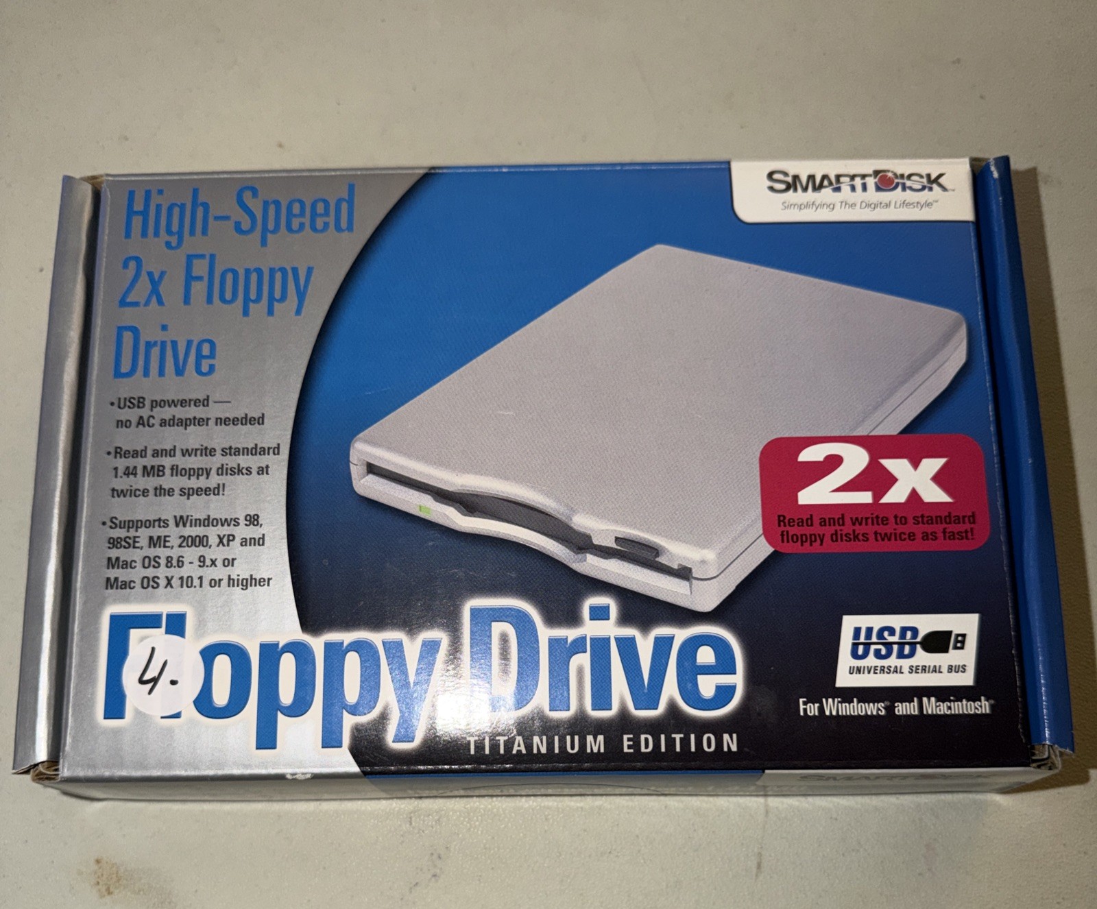 Smart Disk External USB Powered 2x Floppy Drive FDUSB-TM2 Titanium