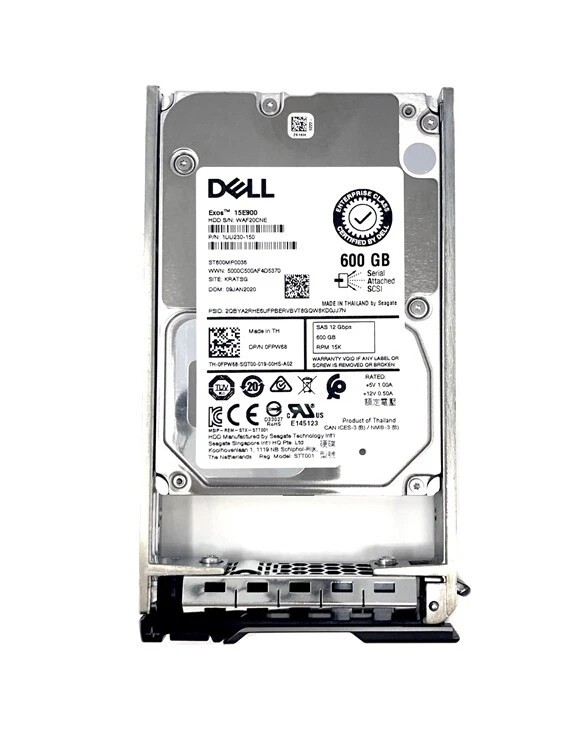 Dell FPW68 ST600MP0036 EXOS 600GB 15K RPM 12Gb/s 2.5" SAS Server HDD Hard Drive