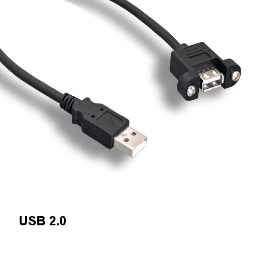 10x 3ft Panel-Mount USB 2.0 Type A Extension Cable 480 Mbps Sync Charge Data