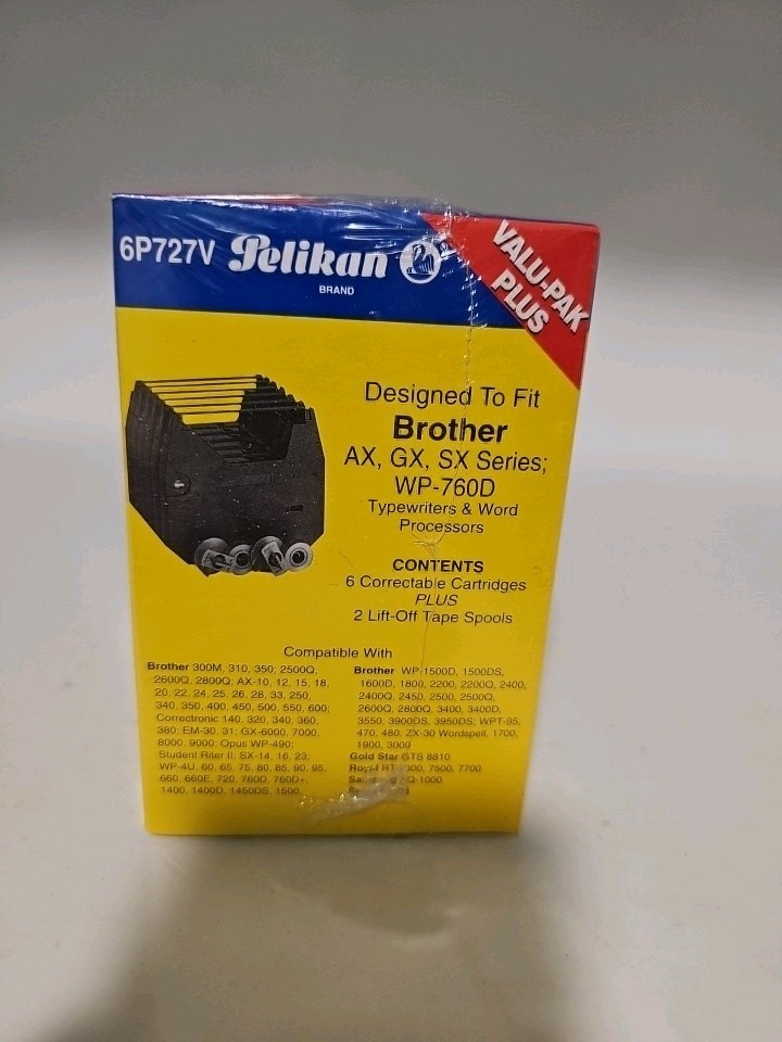 Sealed Pk. -6 NIB Ribbons that fit BROTHER AX GX SX Series WP-760D Typewriters