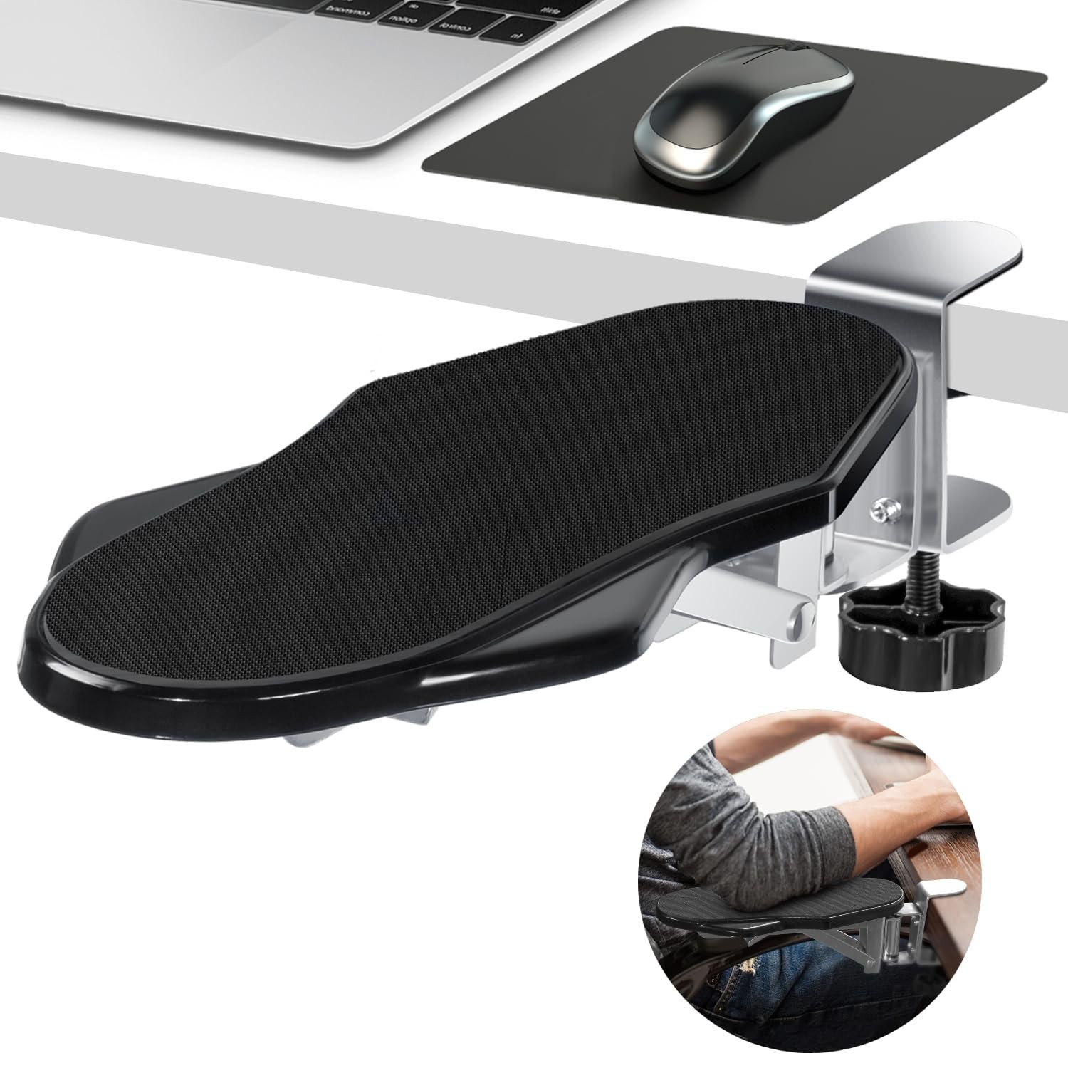 Lightweight Folding Desk Arm Support 180 Rotating Elbow Pad Black