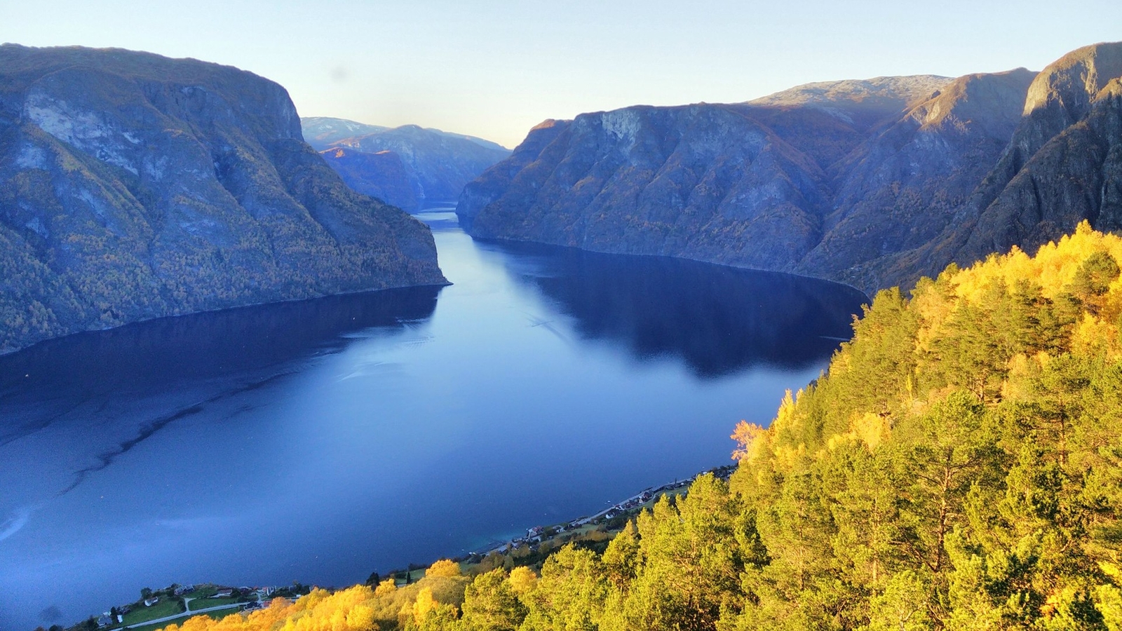Landscape fjord norway cliff fall nordic Custom Gaming Mat Desk