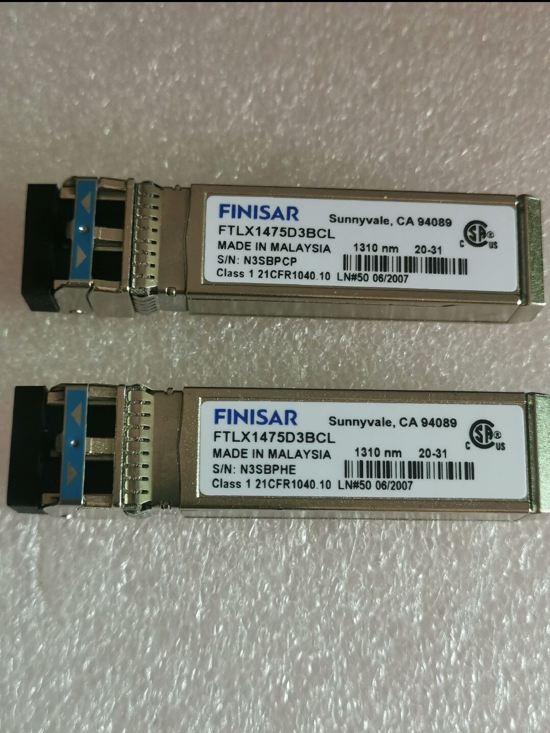 2pcs Finisar FTLX1475D3BCL 10Gb 1310nm 10km Single Mode Datacom SFP+ 10G LW/LR