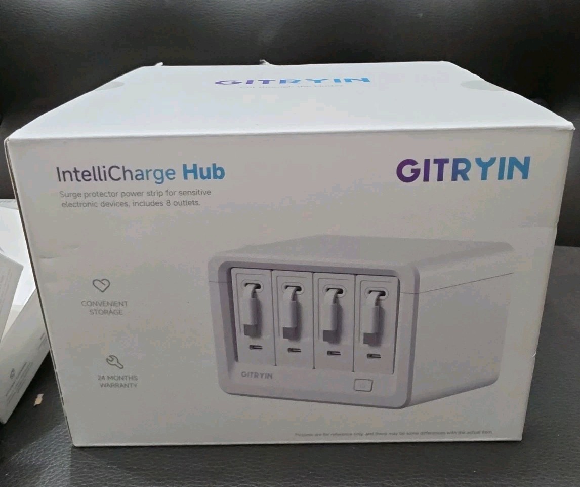 Gitryin 12-in-1 Desktop Charging Station with 4 Retractable Wall Chargers USB-C