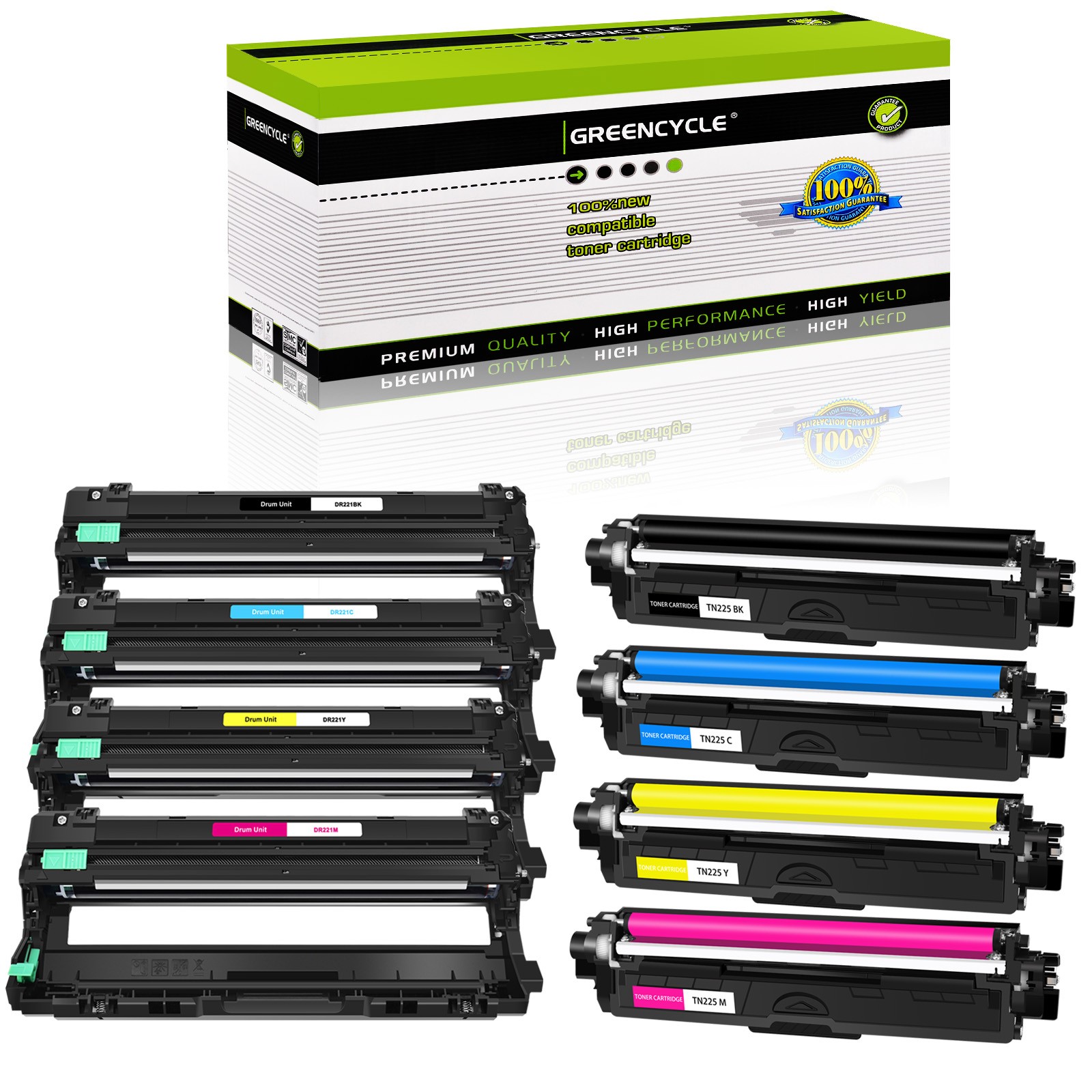 8 Set TN221 & DR221 Toner Cartridge & Drum For Brother HL-3180CDW MFC-9340CDW