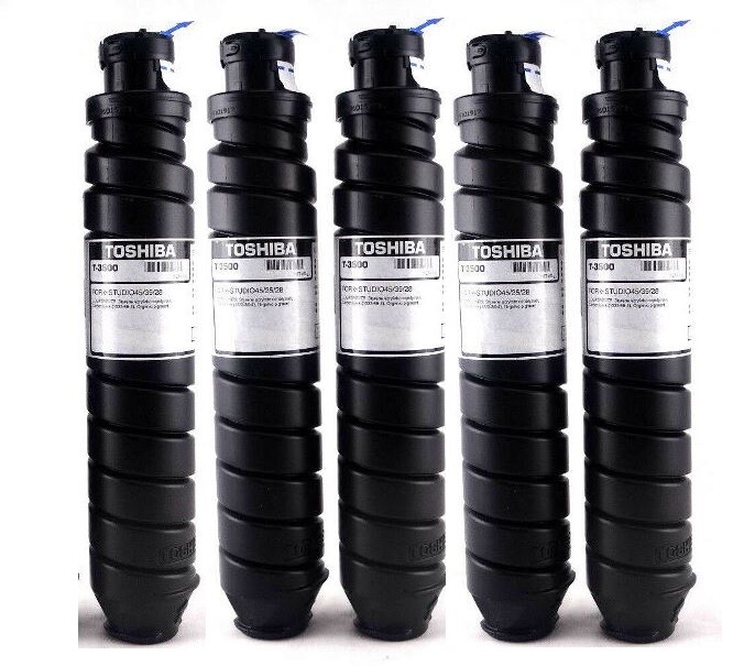 5 New Genuine Toshiba T-3500 Toner Bottle Cartridges Internal Seal Intact