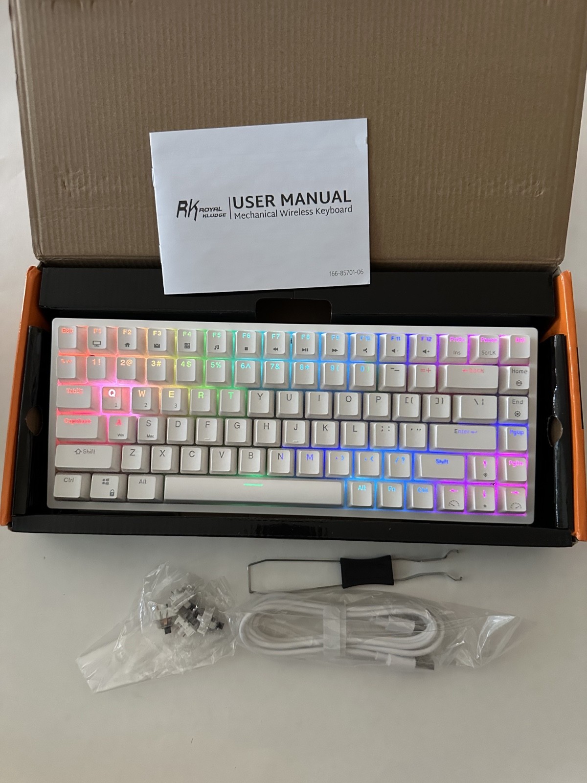 Royal Kludge RK84 Mechanical Keyboard White Tri-Modes - Brown Switch