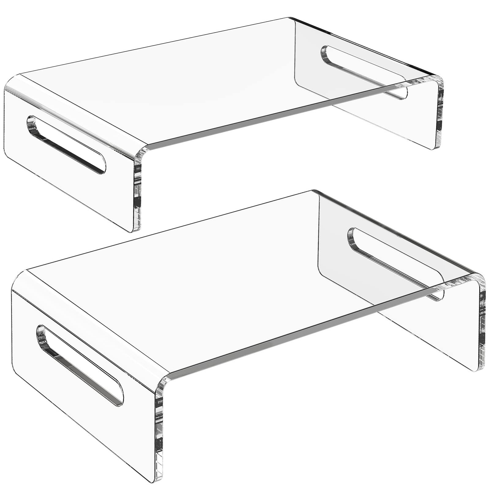 2 PCS Acrylic Monitor Stand Riser Clear Computer Laptop Printer Premium Office