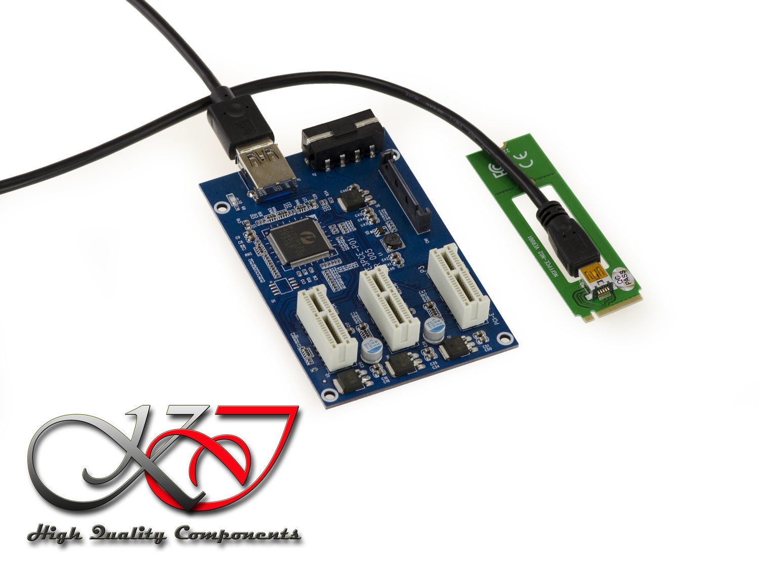 KALEA-INFORMATIQUE M2 M.2 M Key to 3-Port PCIe 2.0 mPCIe to PCIe 1x