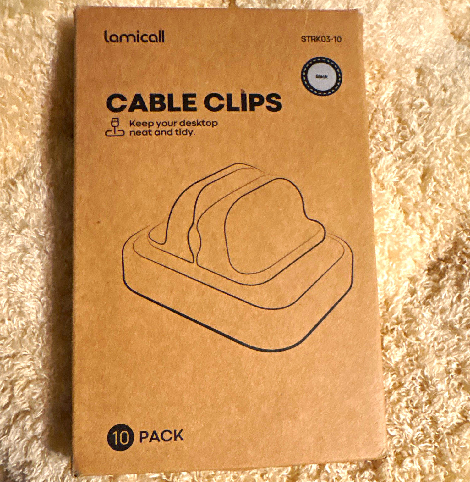 Lamicall Cable Clips, 10-Pack Black Plastic, Compact One-Hand Operation