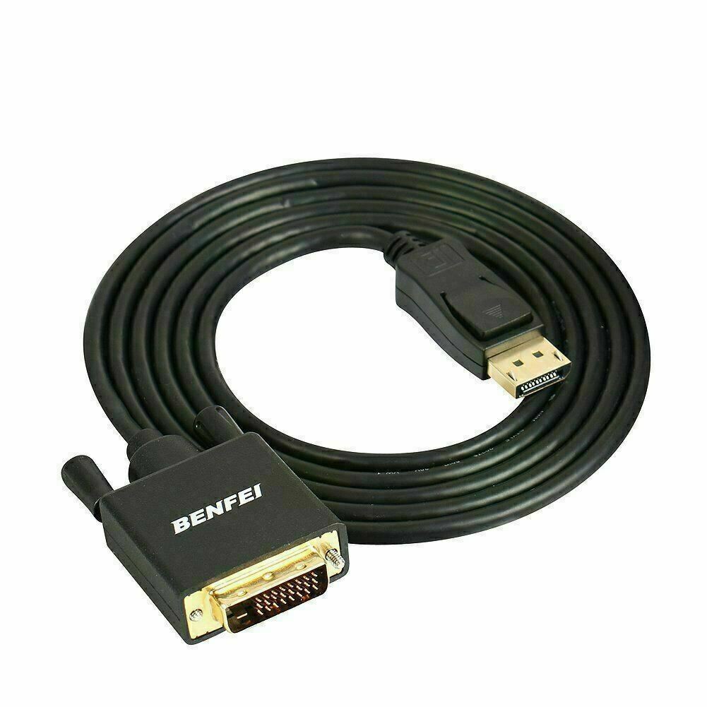 *3-Pack* DisplayPort to DVI Adapter 6FT Cables DP to DVI Converter M-M Gold