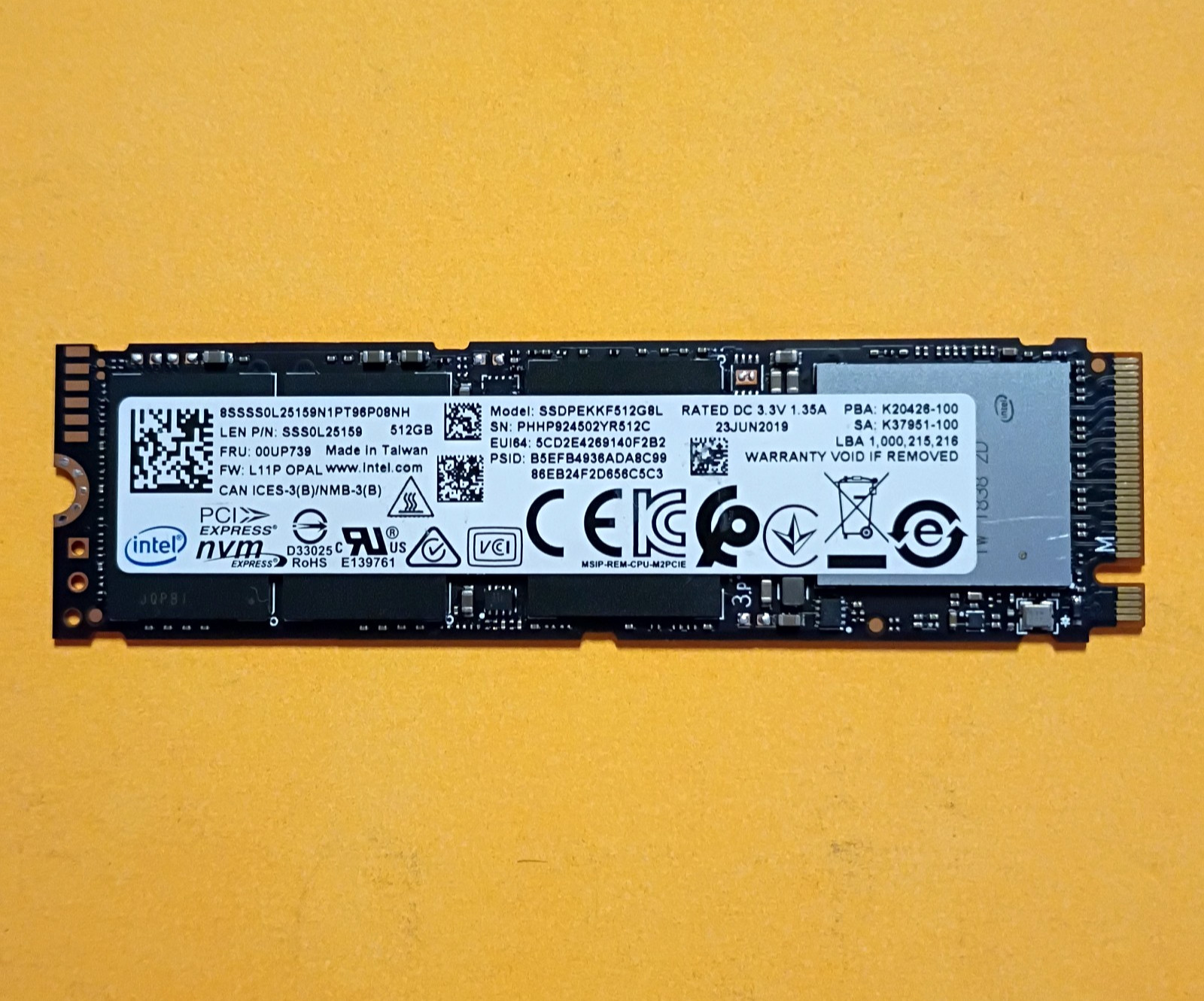 512GB INTEL PCIe M.2 2280 SSD | Windows 11 Pro 64 UEFI | [4,874 Hours] 99%✅✅