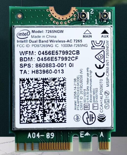 Intel Dual Band Wireless-AC 7265 7265NGW Half Mini PCIe WiFi BT Combo Card