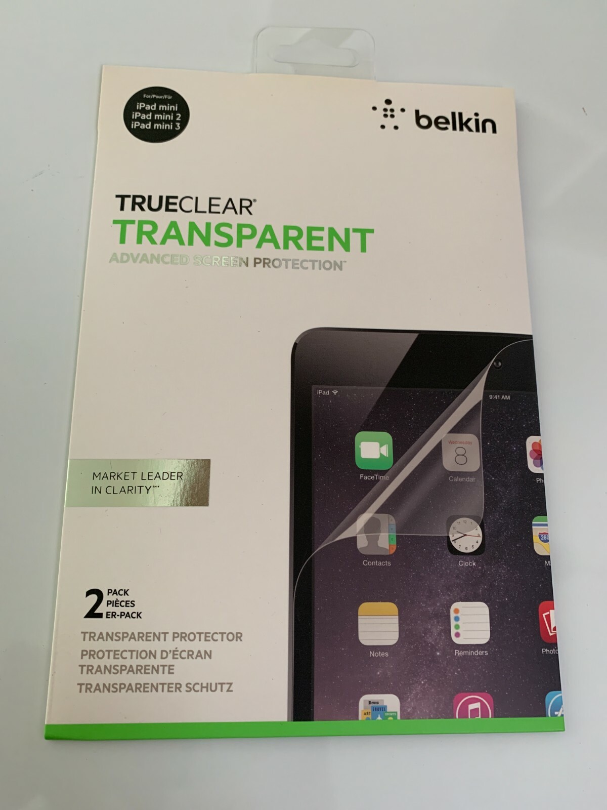  Belkin 2-Pack TrueClear Transparent Screen Protector iPad Mini 1/2/3