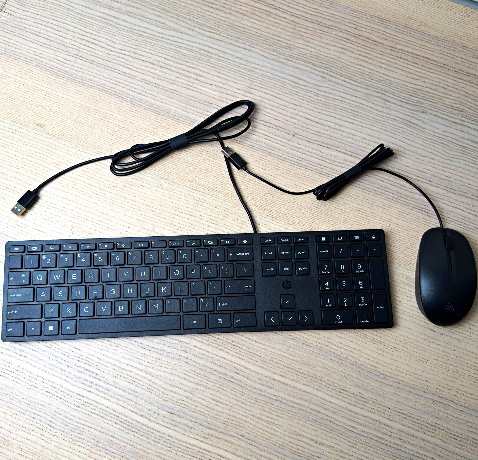 HP Wired USB Keyboard & Mouse Combo TPA-D002K P10272-001 Black OEM