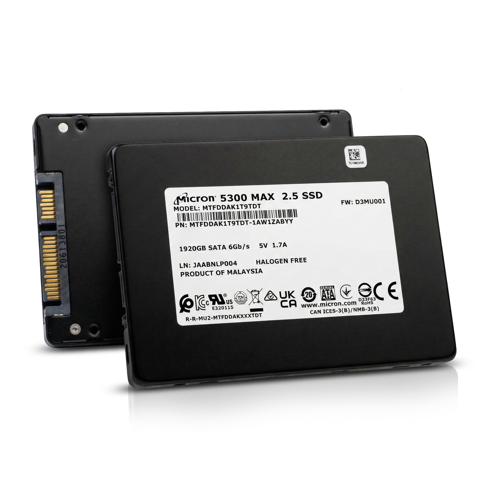 Micron 5300 MAX 1.92TB MTFDDAK1T9TDT SATA 6Gb/s 3D TLC 5 DWPD 2.5" SSD