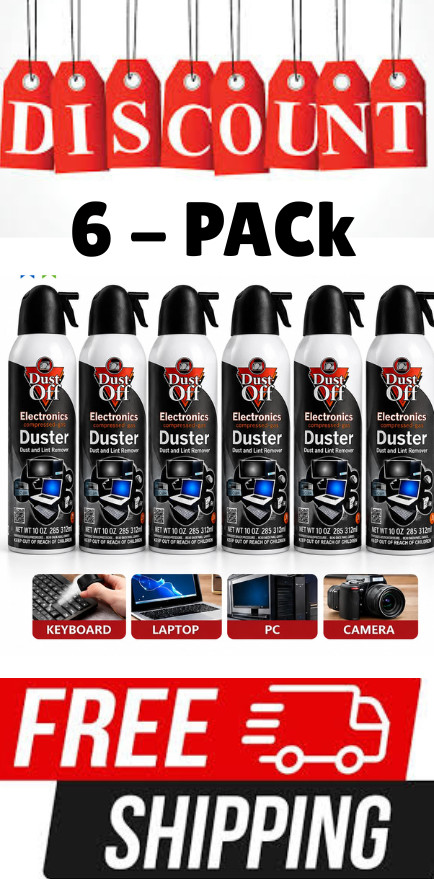 Dust-Off Electronics Compressed Air Duster 10 oz Cans – 6 Pack | 