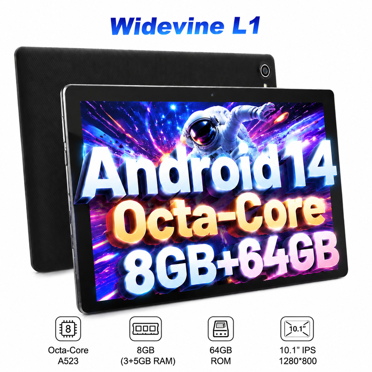 Android 14/15 Tablet 5G Wifi Dual Camera up to 128GB Storage Widevine L1 IPS 10"