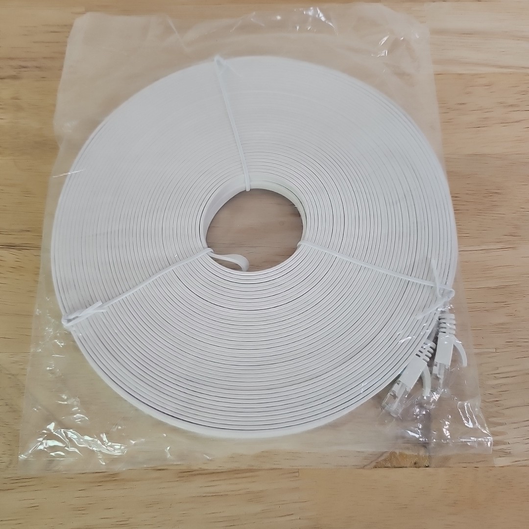 Jadaol Cat 6 Ethernet Cable 100 ft Flat Internet Network Cable White New