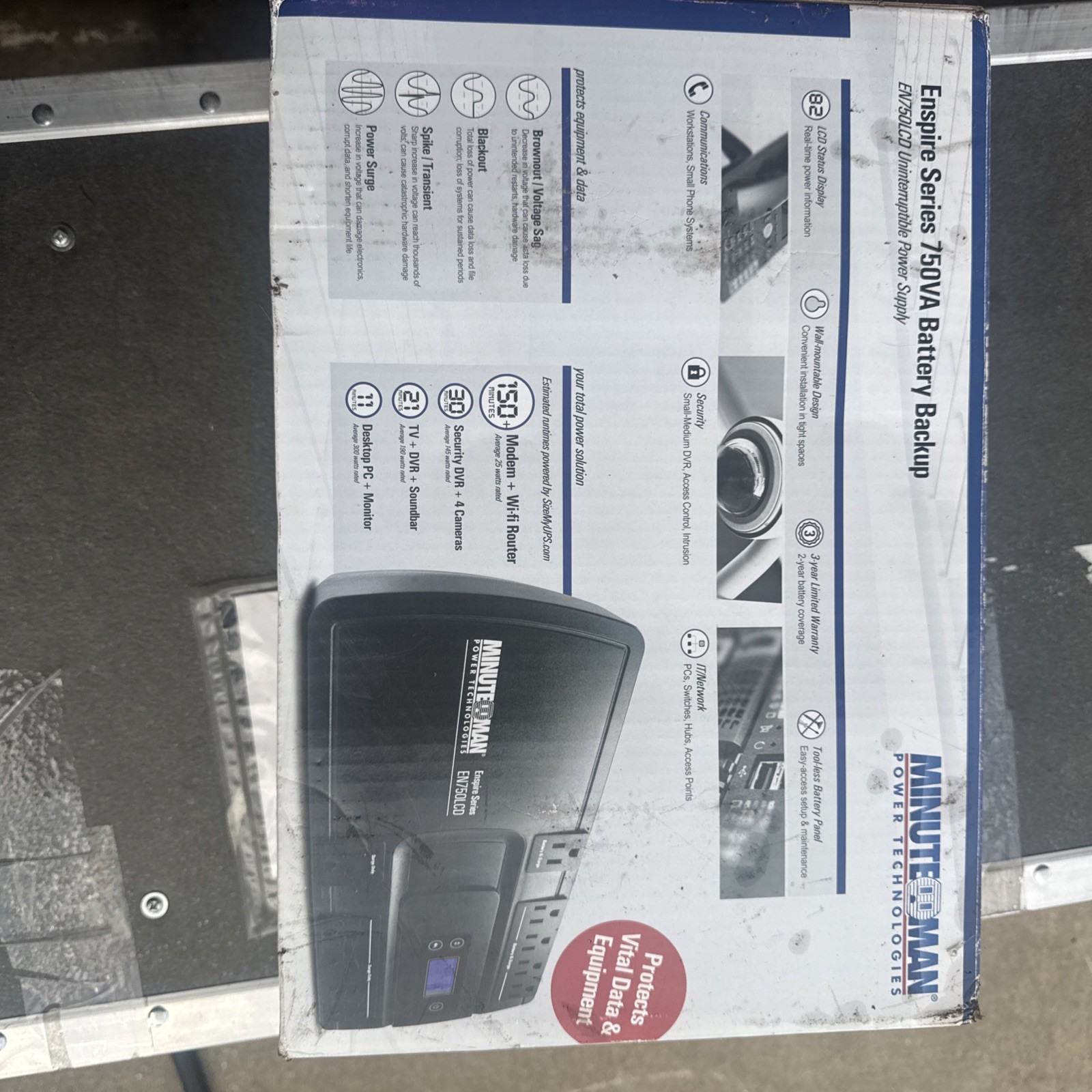 Minuteman EN750LCD Enspire Series Stand-By UPS 750VA/450W Black Wall Mountable