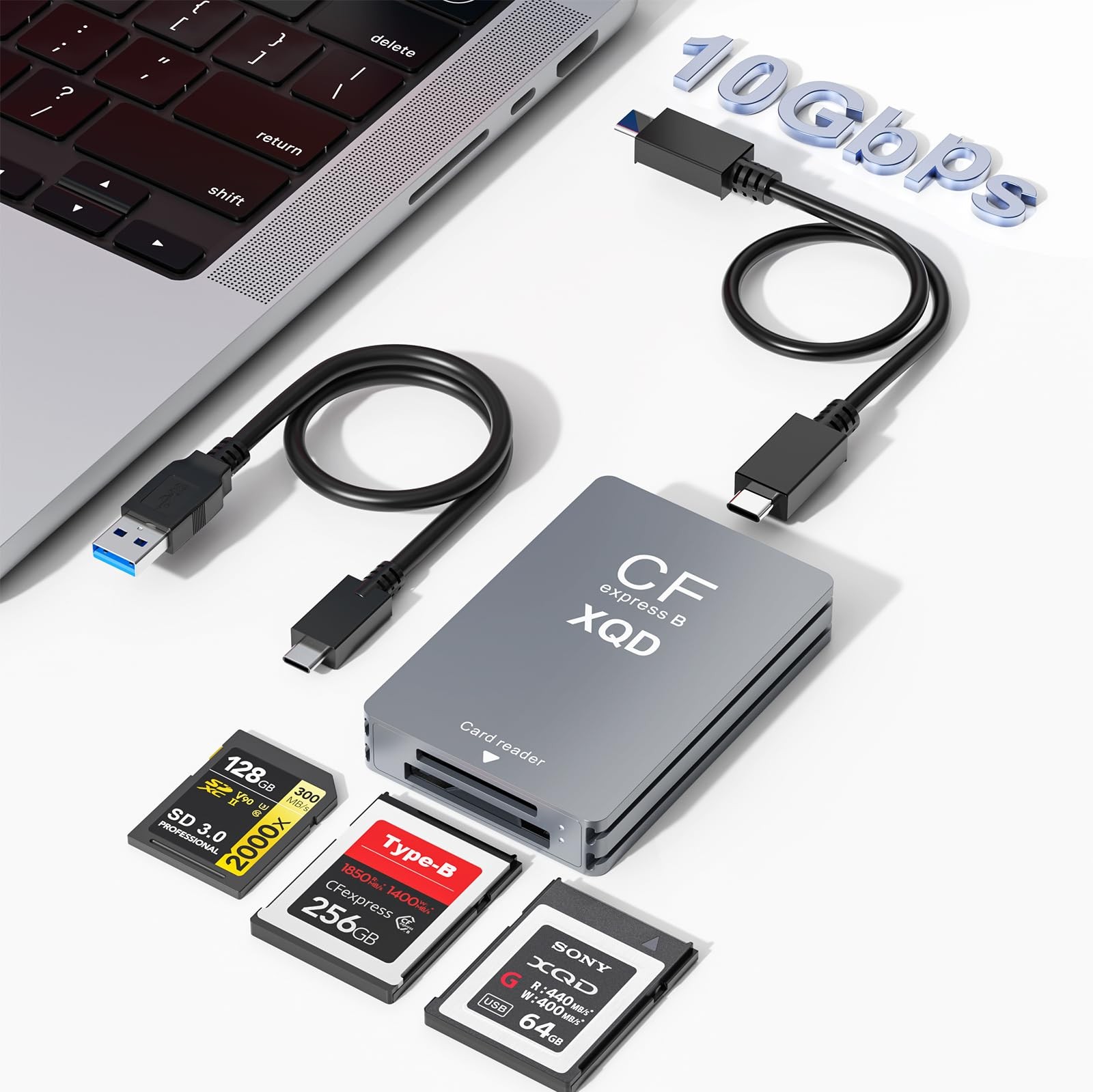 10Gbps CFexpress/XQD/SD Cards Reader 3-in-1 CFexpress Type B Card Readers Ada...