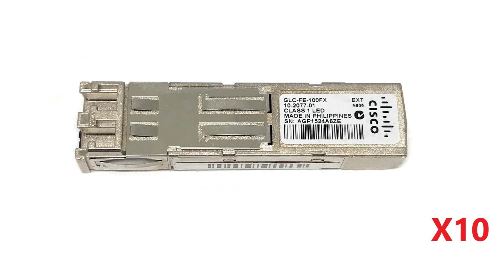 Lot of 10 Cisco GLC-FE-100FX 10-2077-01 100Base-FX 2km 1310nm SFP Transceivers
