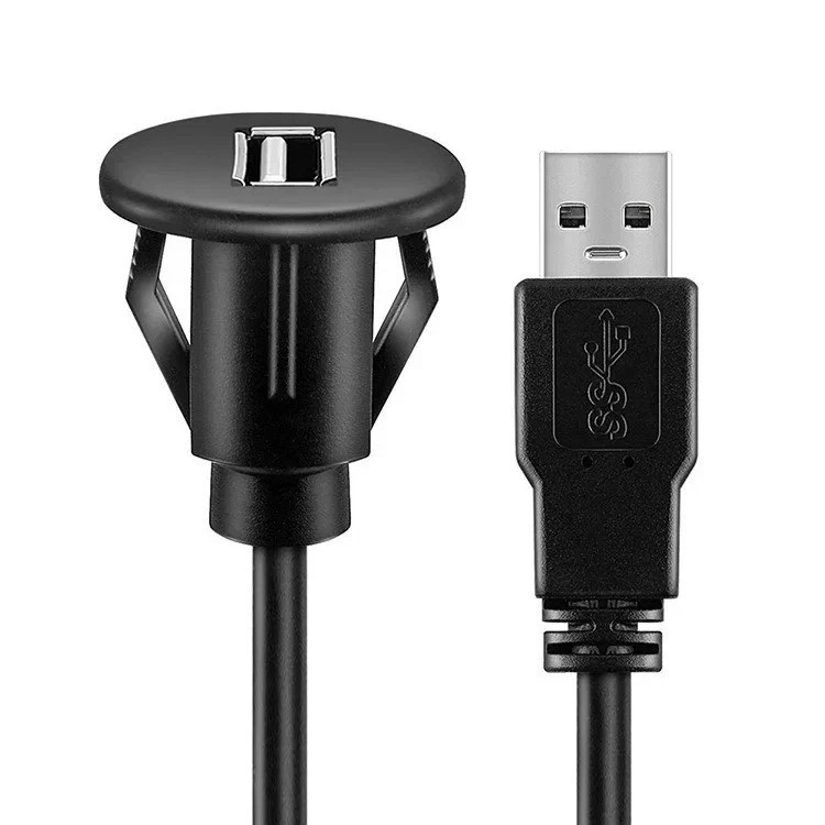 Single Port USB Panel Flush Mount Extension Cable For Car Truck Boat Motor