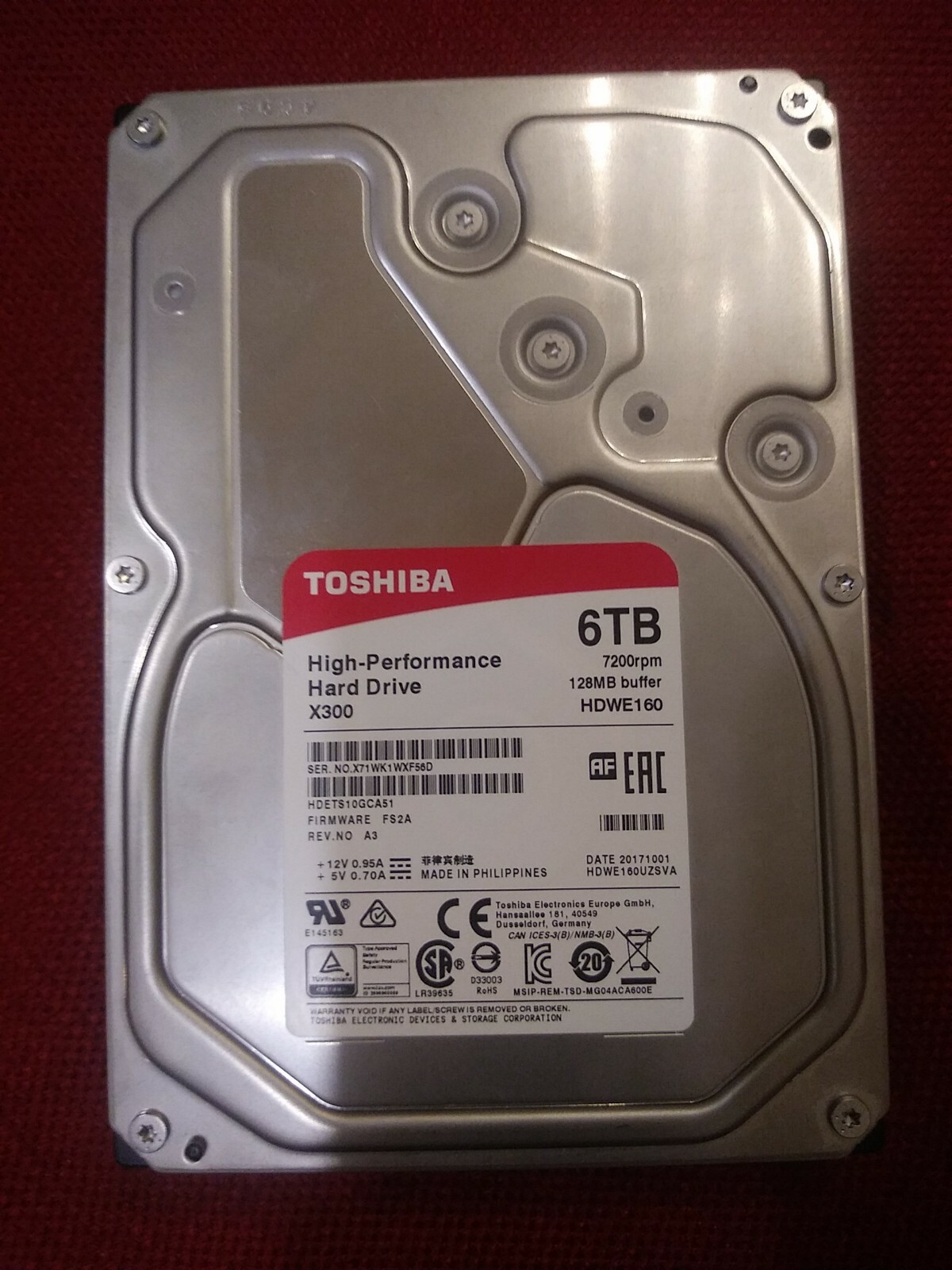 Toshiba X300 6TB  extremePerformance 3.5-Inch Internal Hard Drive –7200rpm