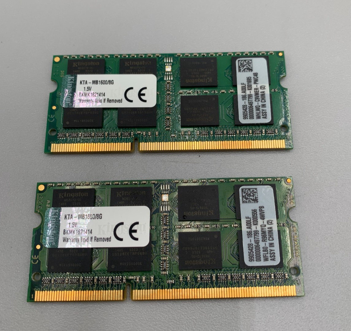 Lot Of 2 Kingston DDR3 8GB Each (2 x 8GB = 16GB) PC3 1600MHz RAM Memory B/Green