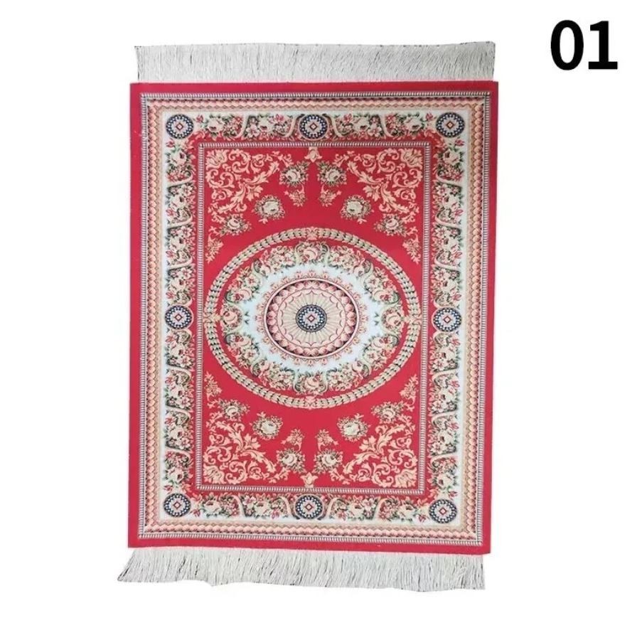 Persian Carpet Mouse Pad Retro Style Tassel Edge Table Woven Rug Decore Laptops