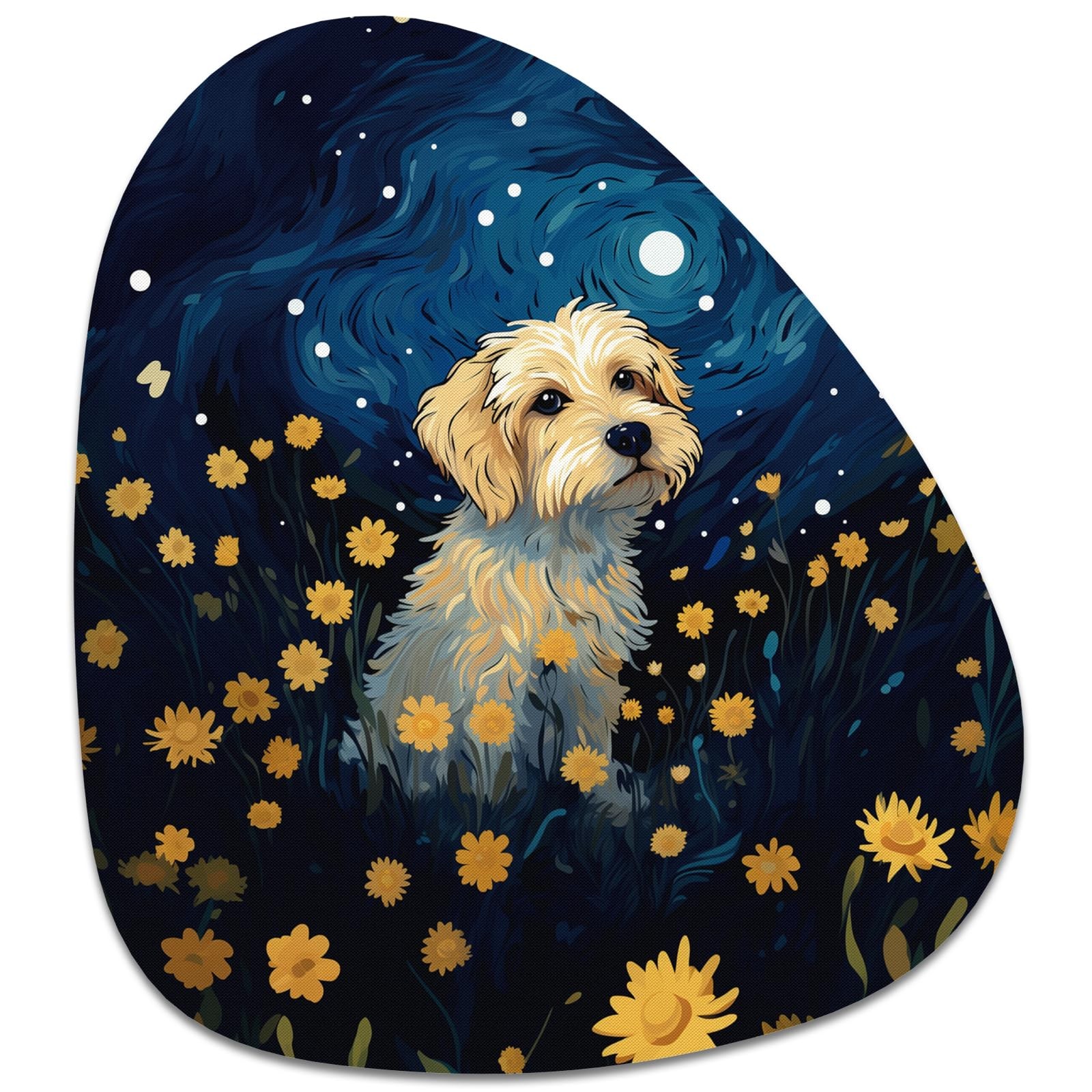 Rimilak Small Mouse Pad 6 Triangle pad（6'' x 7''）, Starry Sky Dog