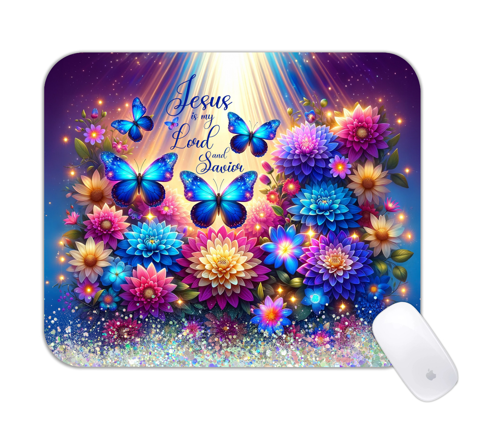 Faith Butterfly Theme Desk Mat Inspirational Colorful Gaming Mouse Pad